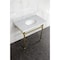 Kingston Brass 36 Console Sink with Brass Legs 8Inch, 3 Hole, Marble WhiteBrushed Brass KVBH3622M87 - alternate 2
